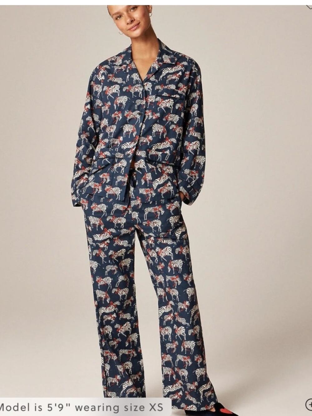 J.Crew Cotton Poplin Pajama pant Set in Party Animal Print Zebras